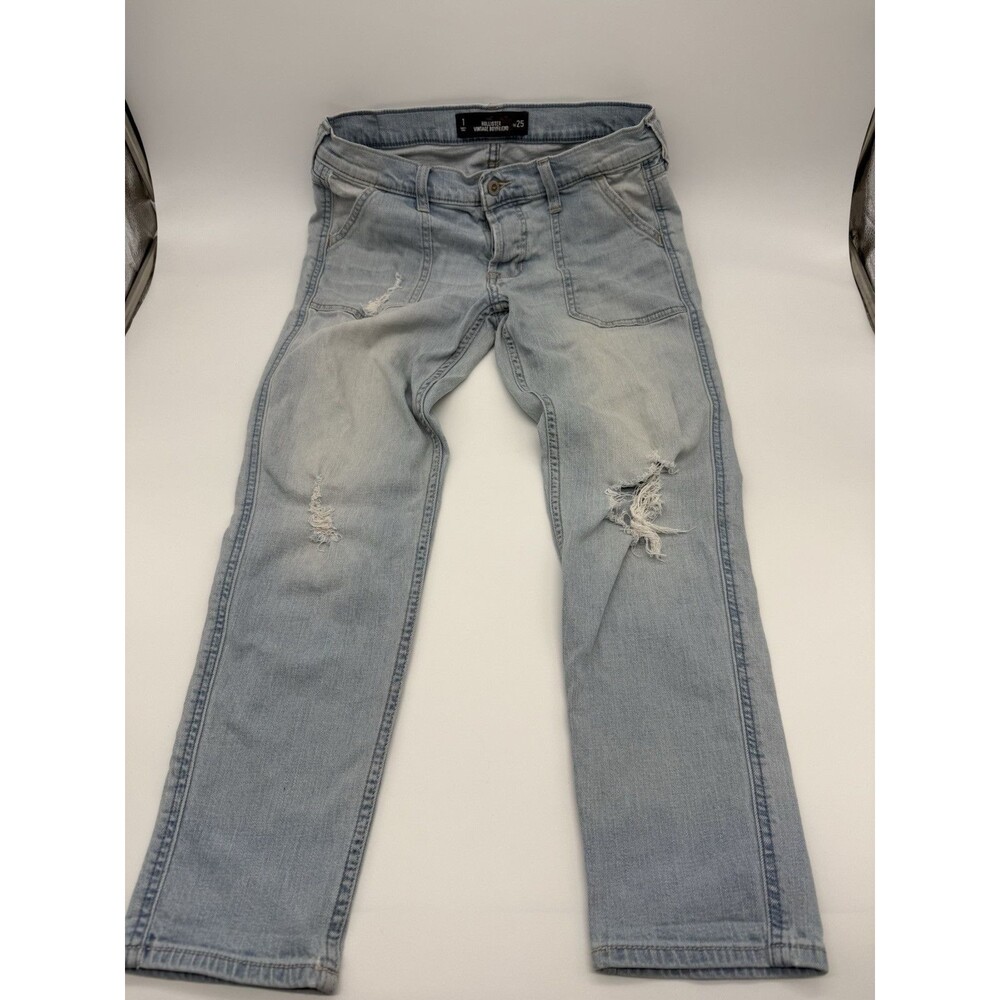 Hollister Jeans Junior's Size 1 w25 Vintage Boyfriend Distressed Light Wash